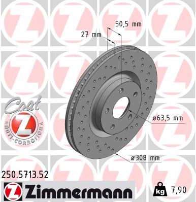 ZIMMERMANN 250.5713.52 Fren Sistemleri Fren Diski - FORD ECOSPORT uyumlu