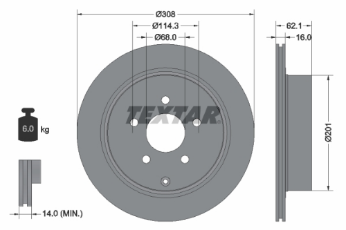 TEXTAR 92149303 Fren Sistemleri Fren Diski - INFINITI M (Y51) uyumlu