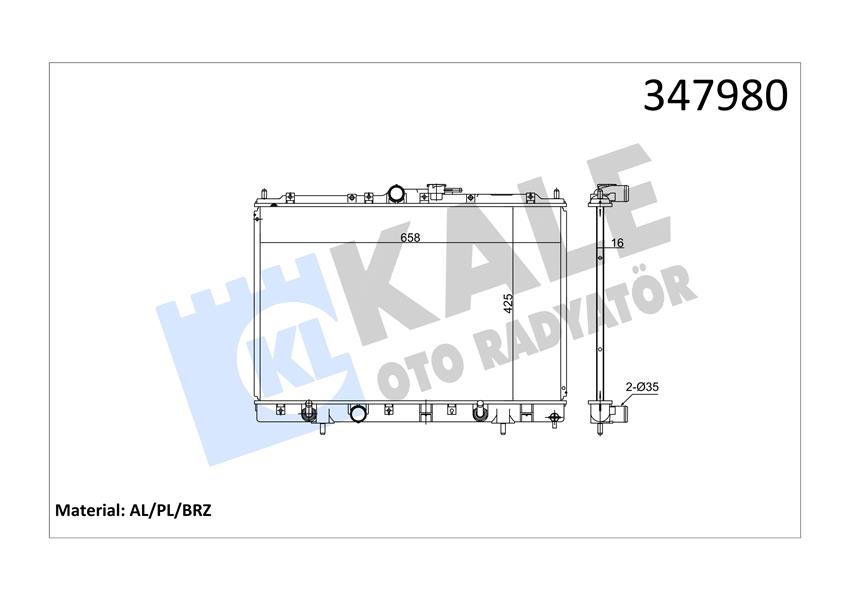KALE OTO RADYATÖR 347980 Soğutma Sistemi Su Soğutucu & Parçaları - MITSUBISHI PAJERO PININ I (H6_W, H7_W) uyumlu