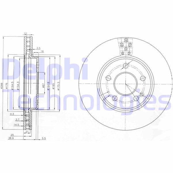 DELPHI BG3909 Fren Sistemleri Fren Diski - MERCEDES-BENZ A-SERISI (W169) uyumlu
