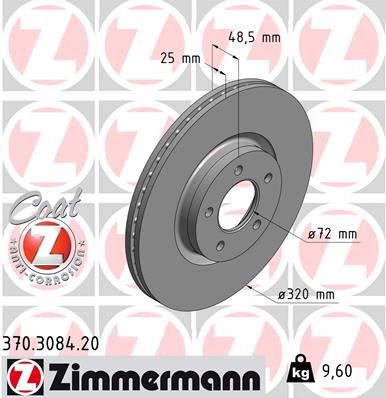 ZIMMERMANN 370.3084.20 Fren Sistemleri Fren Diski - MAZDA 3 (BK) uyumlu