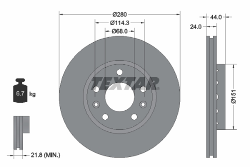 TEXTAR 92195505 Fren Sistemleri Fren Diski - RENAULT MEGANE CC (EZ0/1_) uyumlu