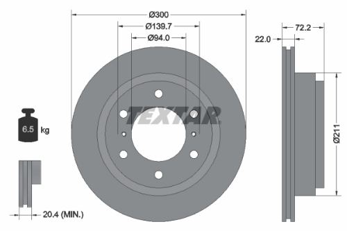 TEXTAR 92135103 Fren Sistemleri Fren Diski - MITSUBISHI PAJERO IV (V8_W, V9_W) uyumlu