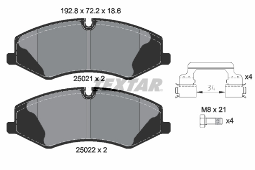 TEXTAR 2502101 Fren Sistemleri Fren Balatası - LAND ROVER RANGE ROVER III (L322) uyumlu