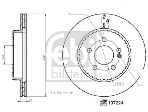 FEBI BILSTEIN 107224 Fren Sistemleri Fren Diski - MERCEDES-BENZ C-SERISI (W205) uyumlu