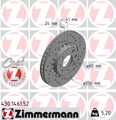ZIMMERMANN 430.1461.52 Fren Sistemleri Fren Diski - OPEL KADETT E Hatchback (T85) uyumlu