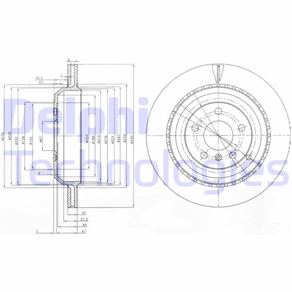 DELPHI BG4030 Fren Sistemleri Fren Diski - MERCEDES-BENZ R-SERISI (W251, V251) uyumlu