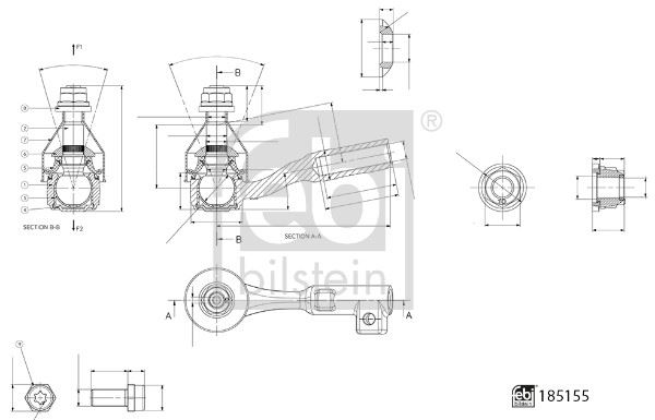 FEBI BILSTEIN 185155 Direksiyon Sistemi Mafsal - BMW 3 (G20, G80, G28) uyumlu