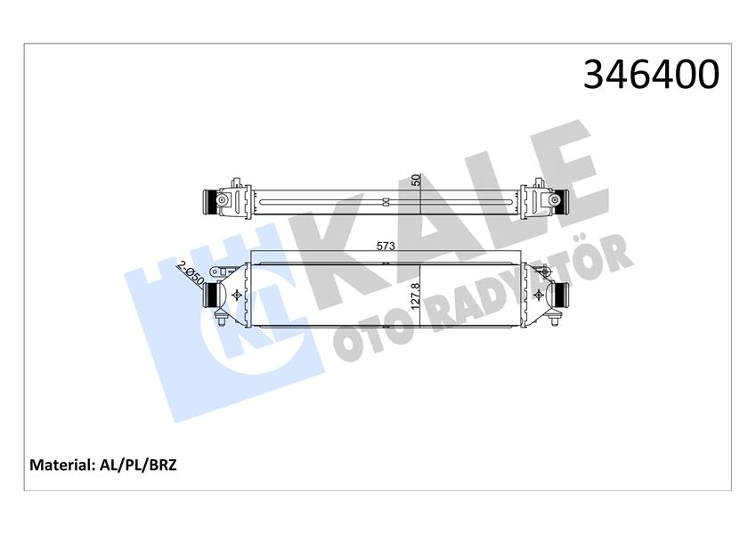 KALE OTO RADYATÖR 346400 Motor Turbo Radyatörü - FIAT DOBLO Cargo (263_) uyumlu