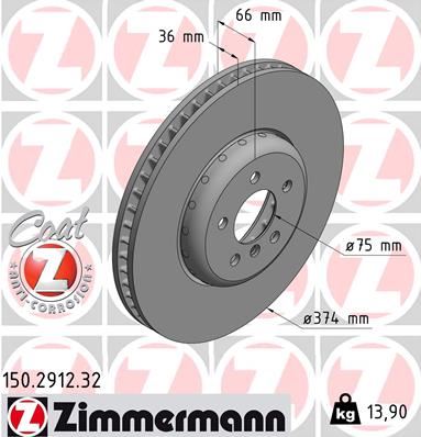 ZIMMERMANN 150.2912.32 Fren Sistemleri Fren Diski - BMW 7 (F01, F02, F03, F04) uyumlu