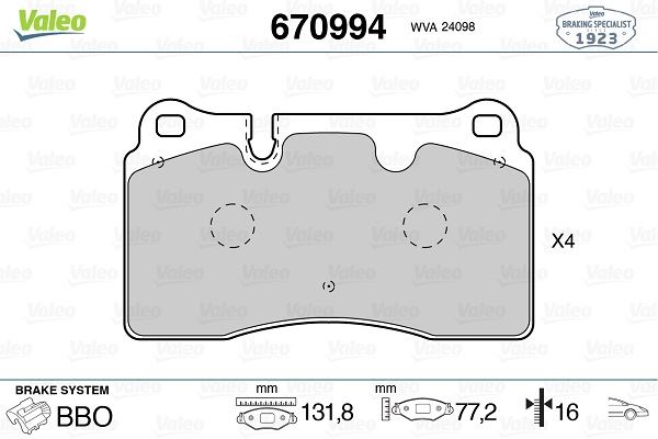 VALEO 670994 Diğer Diğer Donanım & Parçalar - VW TOUAREG (7P5, 7P6) uyumlu