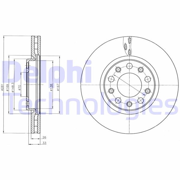 DELPHI BG4314 Fren Sistemleri Fren Diski - ALFA ROMEO GIULIETTA (940_) uyumlu