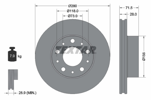 TEXTAR 92275003 Fren Sistemleri Fren Diski - FIAT DUCATO Panelvan/Van (250_) uyumlu