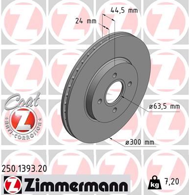 ZIMMERMANN 250.1393.20 Fren Sistemleri Fren Diski - FORD FOCUS I (DAW, DBW) uyumlu