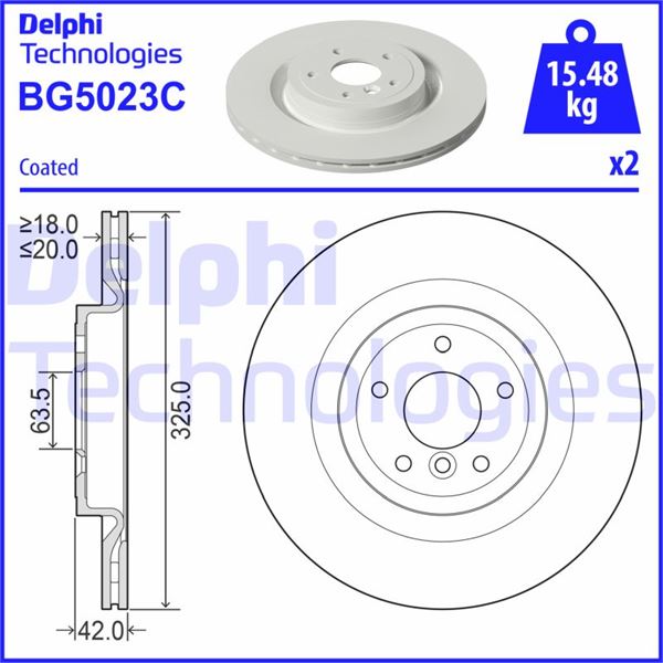 DELPHI BG5023C Fren Sistemleri Fren Diski - JAGUAR XE (X760) uyumlu
