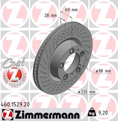 ZIMMERMANN 460.1529.20 Fren Sistemleri Fren Diski - PORSCHE BOXSTER (981) uyumlu