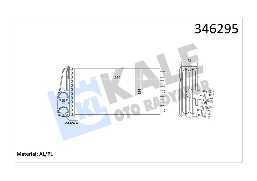 KALE OTO RADYATÖR 346295 İklimlendirme Sistemi İç Mekan Isı Değiştirici - PEUGEOT 307 (3A/C) uyumlu