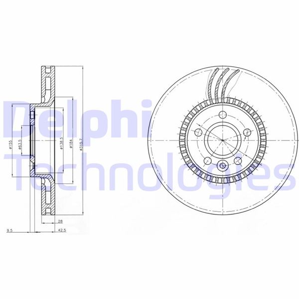 DELPHI BG3784 Fren Sistemleri Fren Diski - VOLVO XC90 I (275) uyumlu
