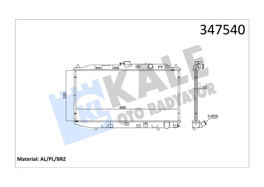 KALE OTO RADYATÖR 347540 Soğutma Sistemi Su Soğutucu & Parçaları - HONDA CIVIC IV Sedan (ED, EF) uyumlu