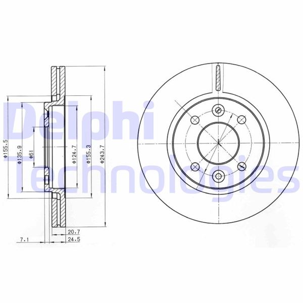 DELPHI BG2403 Fren Sistemleri Fren Diski - RENAULT 21 Sedan (L48_) uyumlu