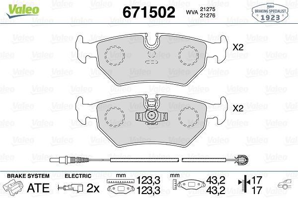 VALEO 671502 Fren Sistemleri Fren Balatası - PEUGEOT 806 (221) uyumlu