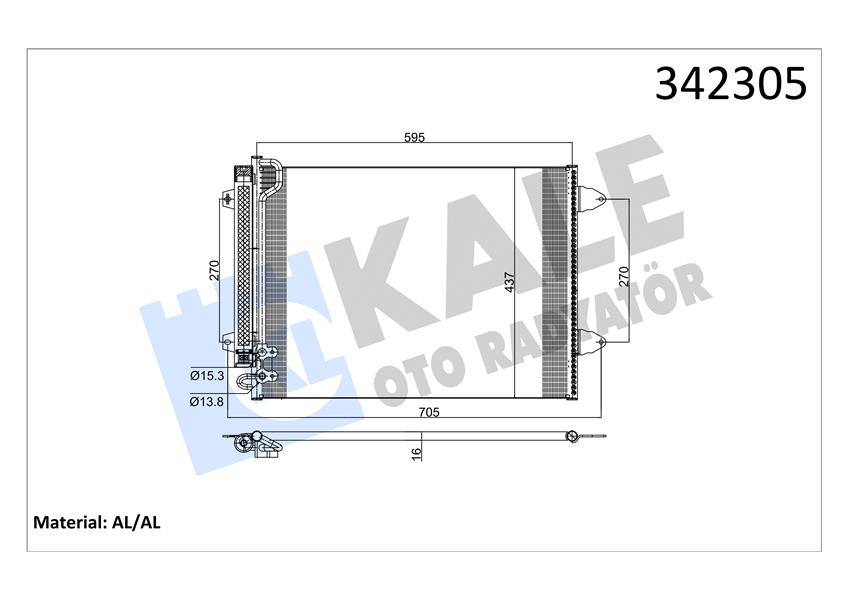 KALE OTO RADYATÖR 342305 İklimlendirme Sistemi Klima Radyatörü - VW PASSAT B7 (362) uyumlu