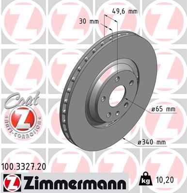 ZIMMERMANN 100.3327.20 Fren Sistemleri Fren Diski - AUDI TT (8J3) uyumlu