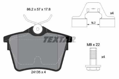 TEXTAR 2413501 Fren Sistemleri Fren Balatası - CITROËN C5 III (RD_) uyumlu