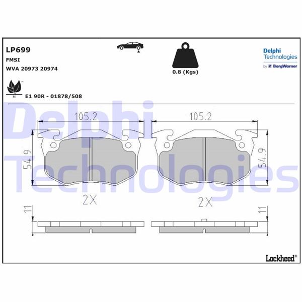 DELPHI LP699 Fren Sistemleri Fren Balatası - RENAULT SUPER 5 (B/C40_) uyumlu