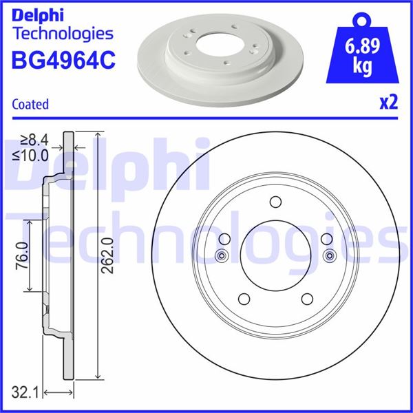DELPHI BG4964C Fren Sistemleri Fren Diski - HYUNDAI IONIQ (AE) uyumlu
