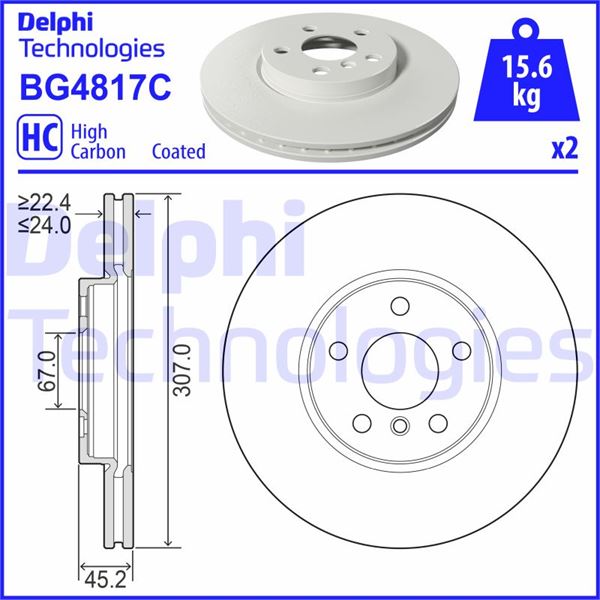 DELPHI BG4817C Fren Sistemleri Fren Diski - BMW 2 Active Tourer (F45) uyumlu