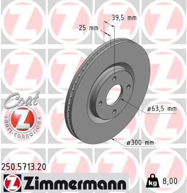 ZIMMERMANN 250.5713.20 Fren Sistemleri Fren Diski - FORD ECOSPORT uyumlu