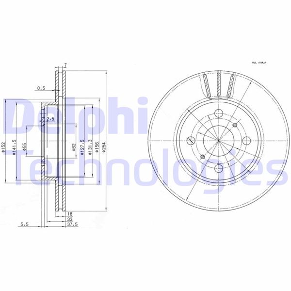 DELPHI BG3414 Fren Sistemleri Fren Diski - TOYOTA PASEO Coupe (_L5_) uyumlu
