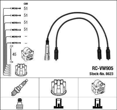 NGK 8623 Ateşleme Sistemi Ateşleme Kablosu - VW PASSAT B3/B4 (3A2, 35I) uyumlu