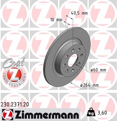 ZIMMERMANN 230.2371.20 Fren Sistemleri Fren Diski - FIAT PUNTO EVO (199_) uyumlu