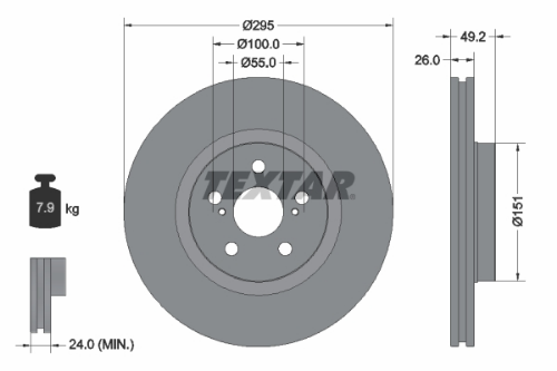 TEXTAR 92135603 Fren Sistemleri Fren Diski - TOYOTA AVENSIS Sedan (_T25_) uyumlu