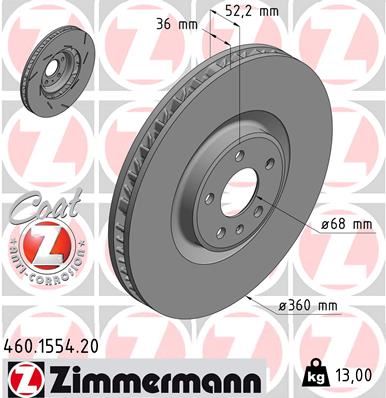 ZIMMERMANN 460.1554.20 Fren Sistemleri Fren Diski - PORSCHE MACAN (95B) uyumlu