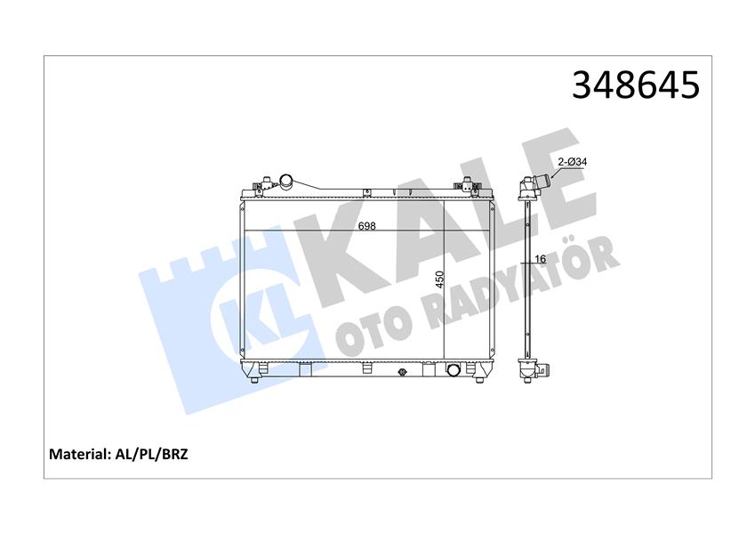 KALE OTO RADYATÖR 348645 Soğutma Sistemi Su Soğutucu & Parçaları - SUZUKI GRAND VITARA II (JT, TE, TD) uyumlu