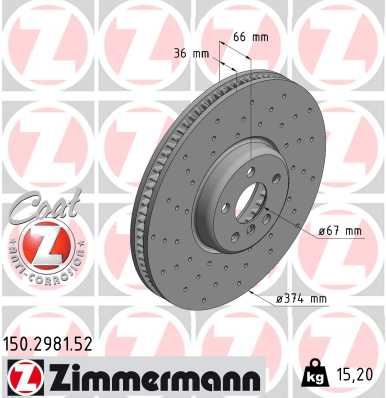 ZIMMERMANN 150.2981.52 Fren Sistemleri Fren Diski - BMW 3 (G20, G80, G28) uyumlu