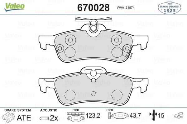 VALEO 670028 Fren Sistemleri Fren Balatası - TOYOTA YARIS (_P13_) uyumlu