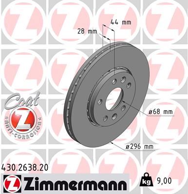 ZIMMERMANN 430.2638.20 Fren Sistemleri Fren Diski - RENAULT TRAFIC III Panelvan/Van (FG_) uyumlu