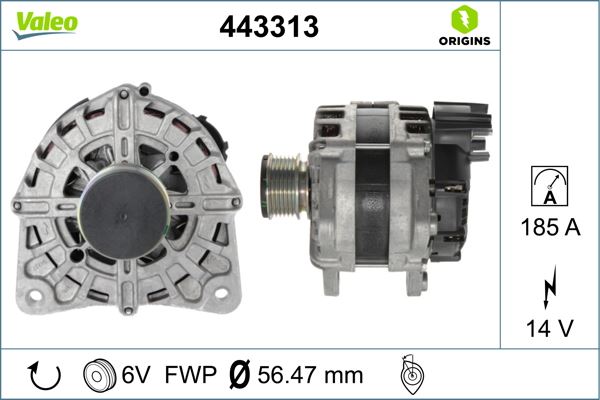 VALEO 443313 Elektrik Sistemi Alternatör - NISSAN QASHQAI II (J11, J11_) uyumlu