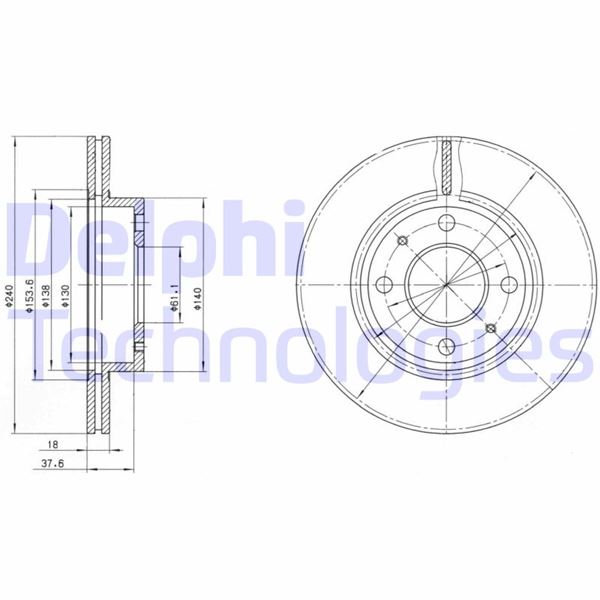 DELPHI BG2565 Fren Sistemleri Fren Diski - NISSAN SUNNY II (N13, B12) uyumlu