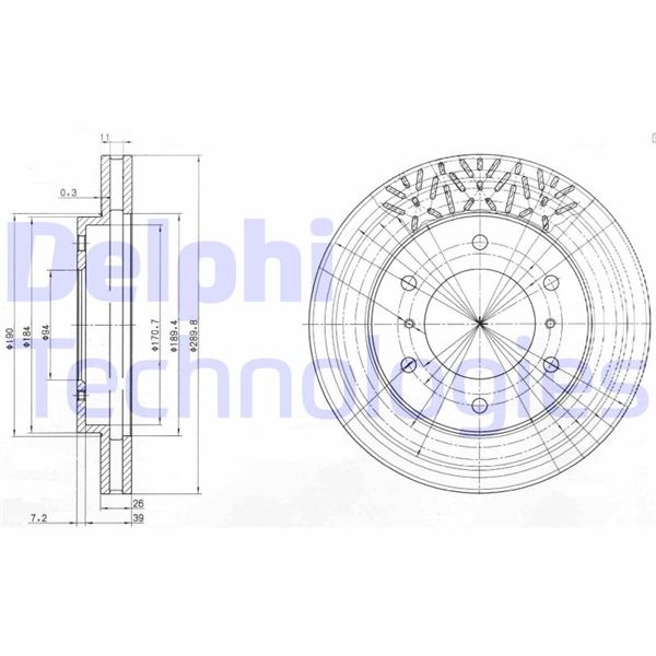 DELPHI BG3812 Fren Sistemleri Fren Diski - MITSUBISHI PAJERO IV (V8_W, V9_W) uyumlu
