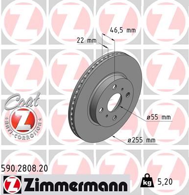 ZIMMERMANN 590.2808.20 Fren Sistemleri Fren Diski - TOYOTA YARIS (_P13_) uyumlu
