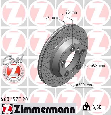 ZIMMERMANN 460.1527.20 Fren Sistemleri Fren Diski - PORSCHE 911 (996) uyumlu