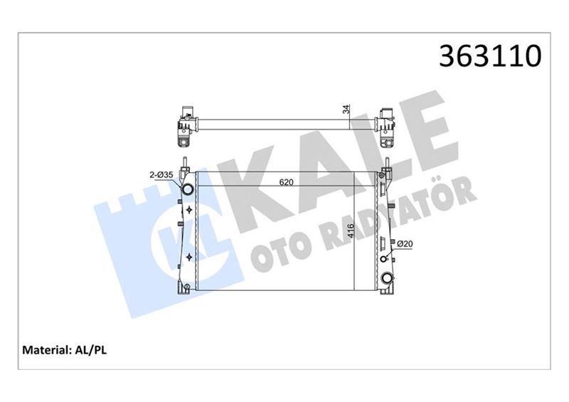 KALE OTO RADYATÖR 363110 Soğutma Sistemi Su Soğutucu & Parçaları - FIAT LINEA (323_, 110_) uyumlu