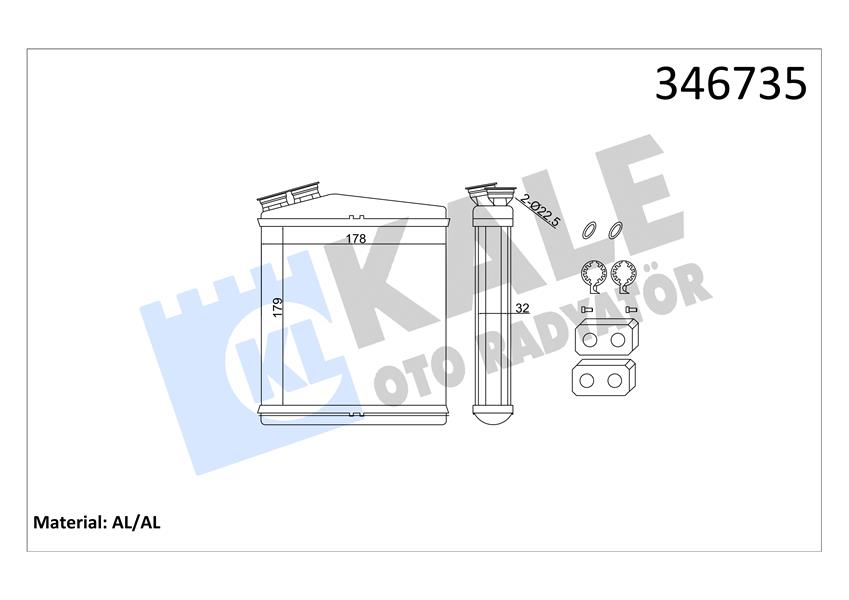 KALE OTO RADYATÖR 346735 İklimlendirme Sistemi İç Mekan Isı Değiştirici - LAND ROVER FREELANDER 2 (L359) uyumlu