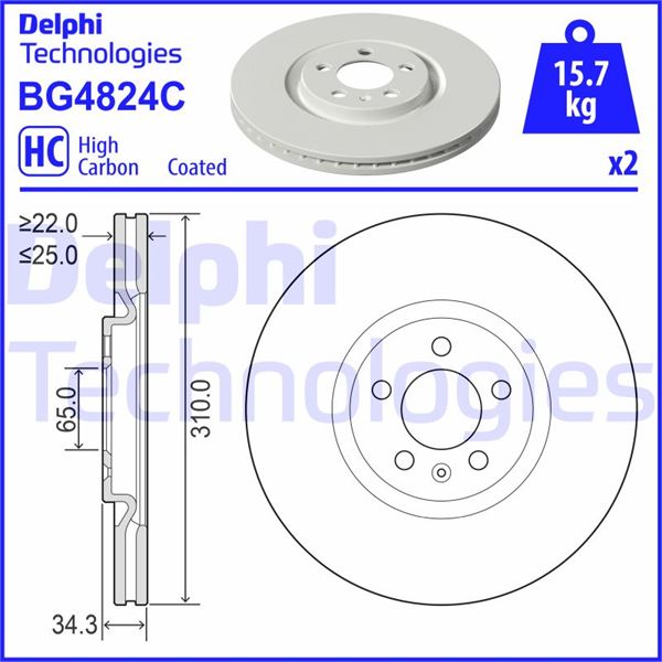 DELPHI BG4824C Fren Sistemleri Fren Diski - AUDI A1 (8X1, 8XK) uyumlu