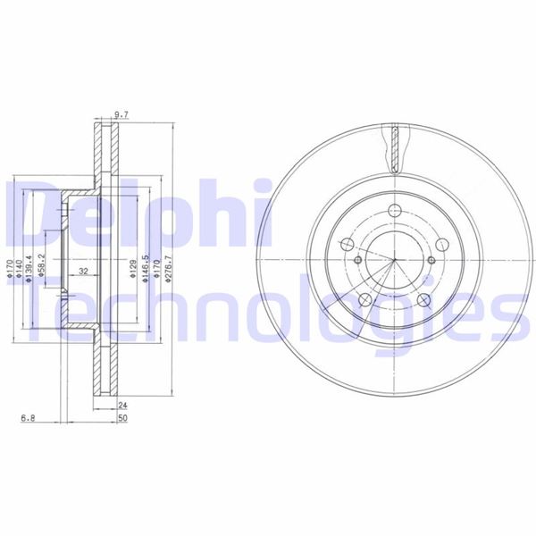 DELPHI BG2827C Fren Sistemleri Fren Diski - SUBARU LEGACY I (BC) uyumlu